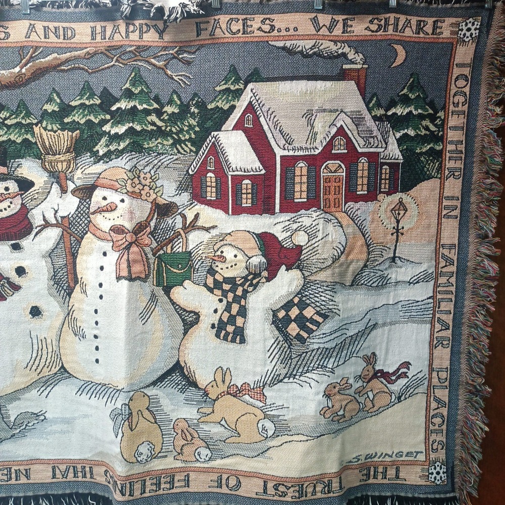 Goodwin Weavers Snowman‎ Tapestry Christmas Throw Blanket 60"X40" S. Winget - Picture 3 of 4